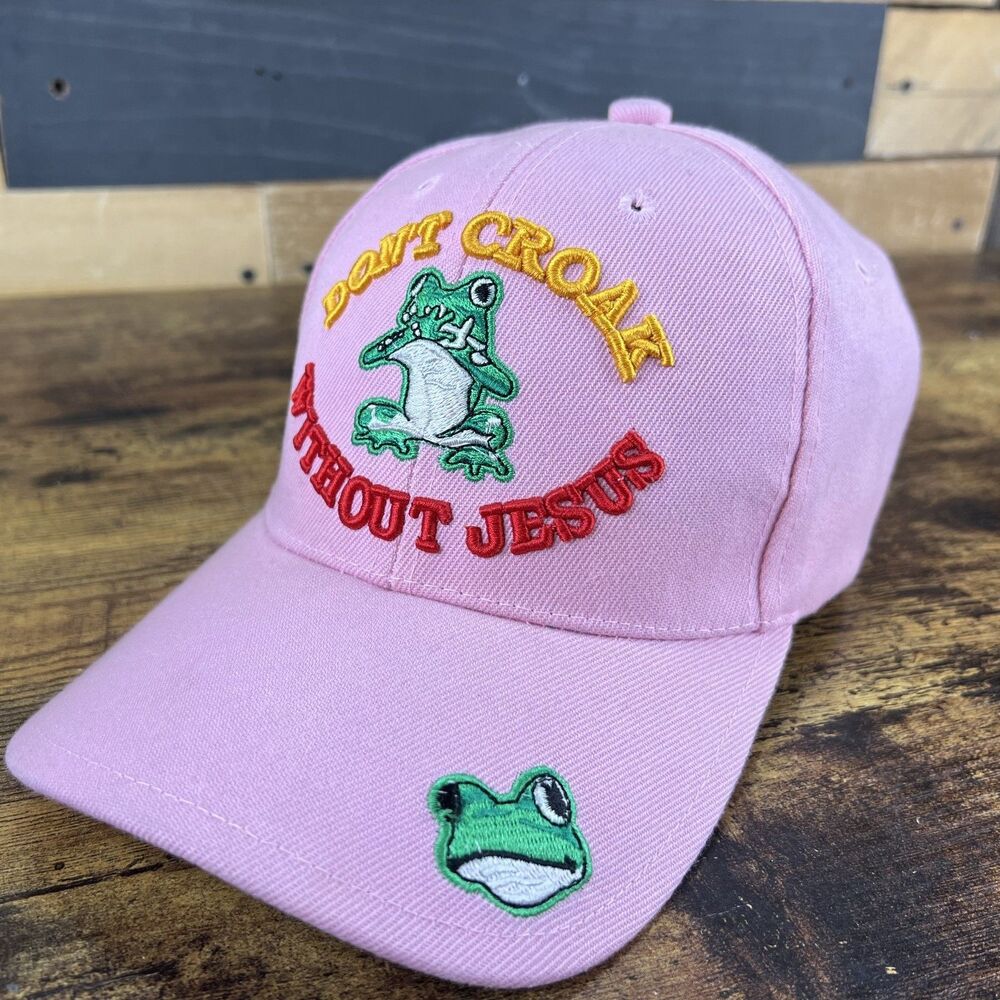 Don't Croak Without Jesus Embroidered Religious Frog Adjustable Hat Baseball Cap